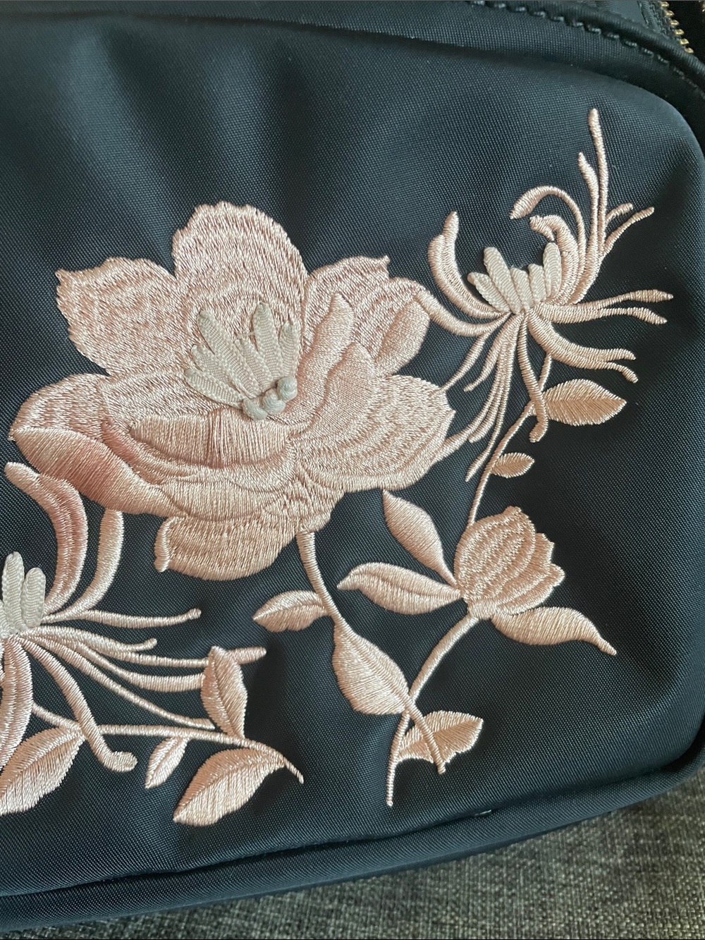 Kate Spade Black Mini Backpack with Pink Floral Embroidery Design - Picture 8 of 8